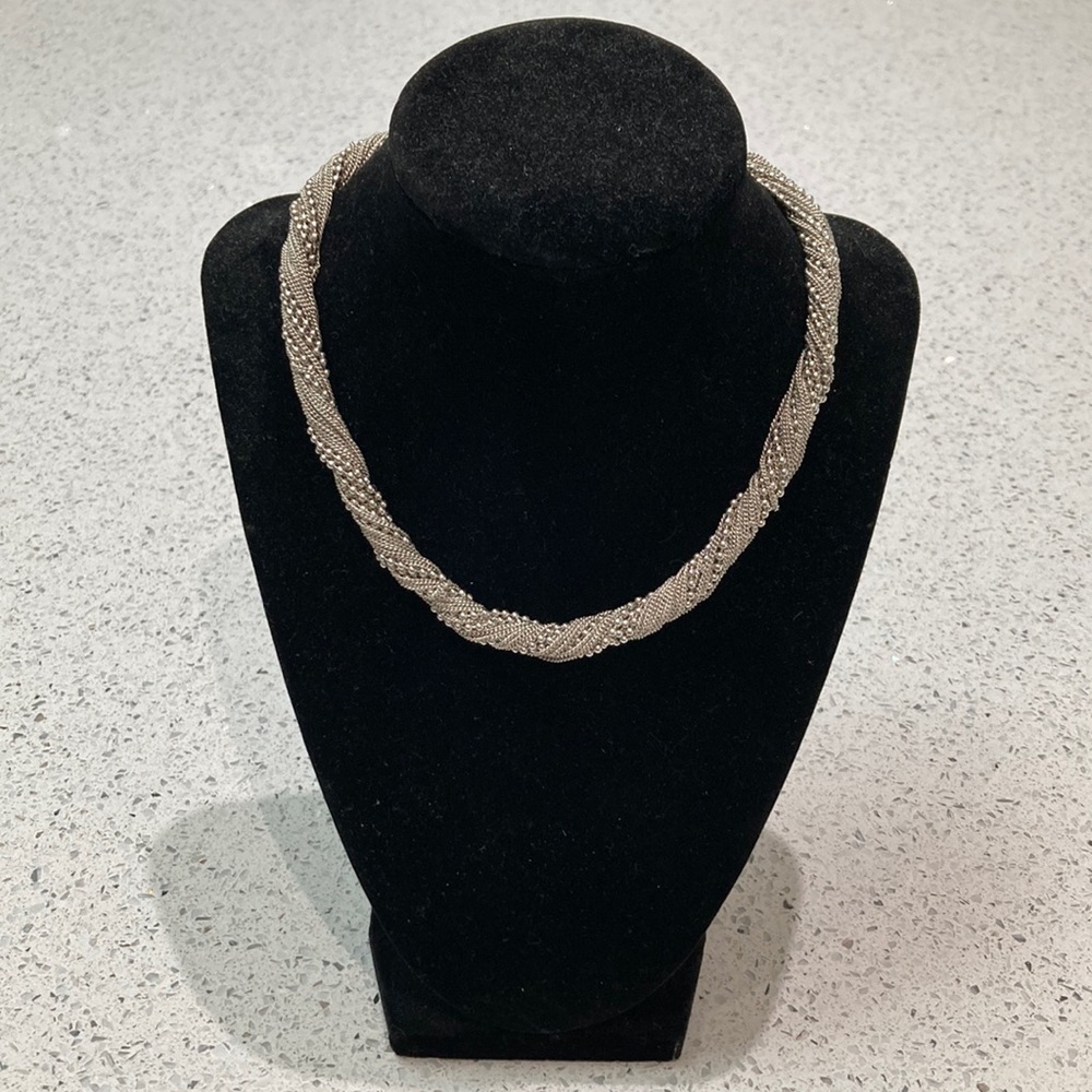 Sterling silver necklace - beads and chains.